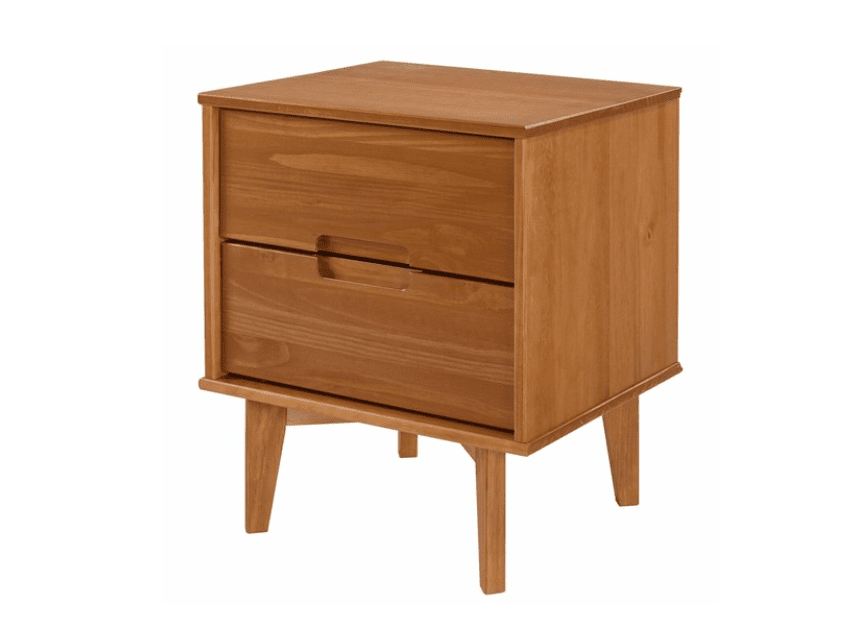 Mid Century Modern Wood Nightstand Caramel