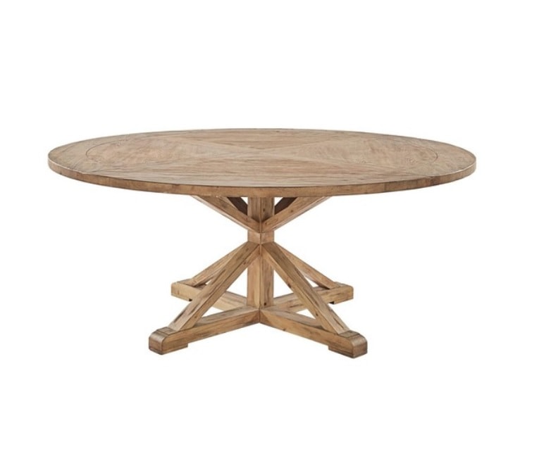 Sierra Round Farmhouse Pedestal Base Wood Dining Table Review ...