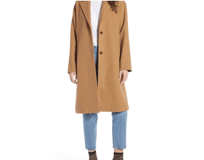 Camel Longline Belted Tailored Coat - Syma main image 0
