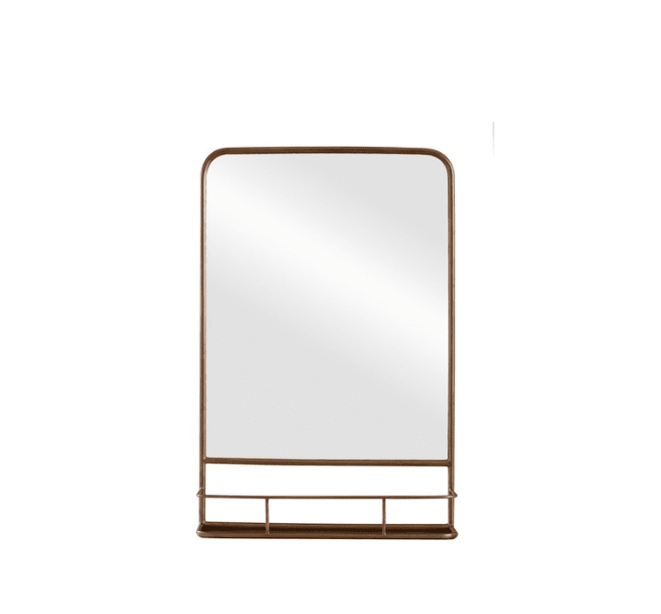 20""x30"" Pharmacy Mirror With Metal Shelf (Powder Coated) Mirror Brass